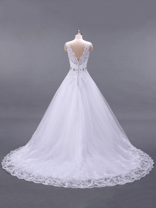 A Line Lace Wedding Dresses Beaded On Sale-Bridelily A Line Lace Wedding Dresses Beaded On Sale-Bridelily