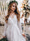 Wedding Gowns With Train V-Neck Long Sleeves Floor-Length Ivory Lace Bridal Gowns