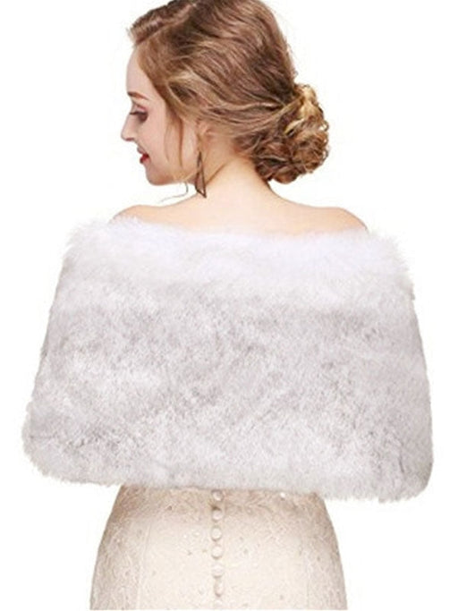 Wedding Shawl Wrap Faux Fur Stole Bridal Cape For Winter