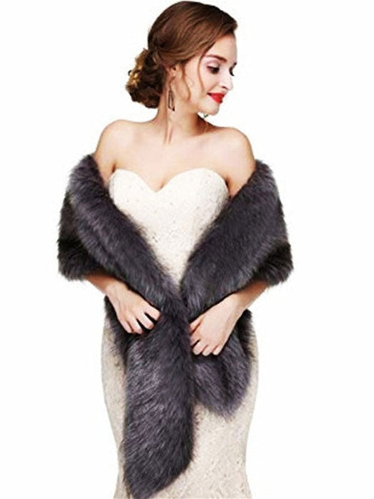Wedding Shawl Wrap Faux Fur Stole Bridal Cape For Winter