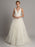White A-line Wedding Dresses With Train Sleeveless Backless Natural Waist Tiered V-Neck Long Bridal Dresses