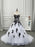 White and Black Ball Gown Gothic Wedding Dress - Black - wedding dresses