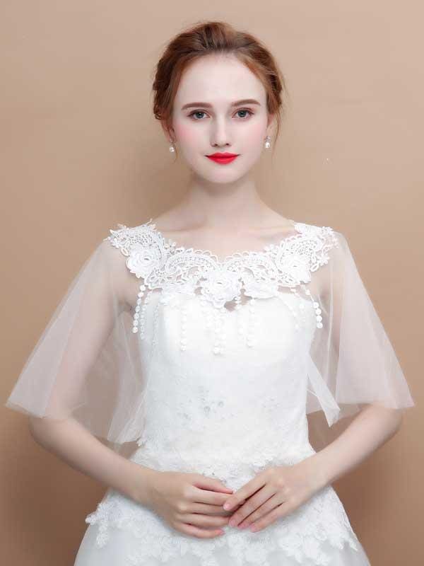 Appliqued Sheer Soft Tulle Wedding Wraps