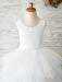 Flower Girl Dresses Jewel Neck Sleeveless Back Crossed-Lace Formal Kids Pageant Dresses