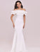 White Evening Dress Mermaid Bateau Neck Sleeveless Backless Ruffles Satin Fabric Floor-Length Formal Dinner Dresses