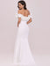 White Evening Dress Mermaid Bateau Neck Sleeveless Backless Ruffles Satin Fabric Floor-Length Formal Dinner Dresses