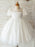 Flower Girl Dresses White Jewel Neck Short Sleeves Beaded Formal Kids Pageant Dresses