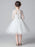 White Flower Girl Dresses Jewel Neck 3/4 Length Sleeves Cut Out Formal Kids Pageant Dresses