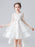 White Flower Girl Dresses Jewel Neck Half Sleeves Bows Kids Social Party Dresses