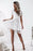 White High-low Short Sleeve V-neck Lace Homecoming Dress Backless Party Gown - Prom Dresses