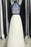 White High Neck Long Prom with Royal Blue Embroidery Charming Party Dress - Prom Dresses