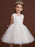 Flower Girl Dresses White Jewel Neck Polyester Cotton Sleeveless Knee-Length A-Line Embroidered Formal Kids Pageant Dresses
