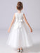 White Flower Girl Dresses Jewel Neck Sleeveless Bows Kids Party Dresses Princess Dress