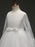 White Flower Girl Dresses Princess Pageant Dress Long Sleeve Lace Ball Gowns Kids Bow Sash Floor Length Long Party Dress