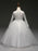 White Flower Girl Dresses Princess Pageant Dress Long Sleeve Lace Ball Gowns Kids Bow Sash Floor Length Long Party Dress