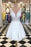 White Lace Homecoming Cheap V Neck Pretty Short Graduation Dress - Prom Dresses