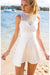 White Lace Top Homecoming Mini Short High Neck Sleeveless Prom Dress - Prom Dresses