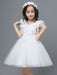 White Flower Girl Dresses A-Line Zipper V-Neck Sleeveless Tulle Flowers Kids Party Dresses