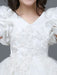 White Flower Girl Dresses A-Line Zipper V-Neck Sleeveless Tulle Flowers Kids Party Dresses