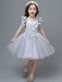 White Flower Girl Dresses A-Line Zipper V-Neck Sleeveless Tulle Flowers Kids Party Dresses