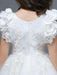 White Flower Girl Dresses A-Line Zipper V-Neck Sleeveless Tulle Flowers Kids Party Dresses