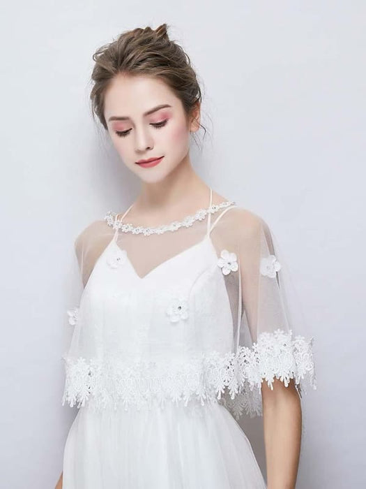 White Petal Princess Appliques Wedding Wraps | Bridelily - wedding wraps