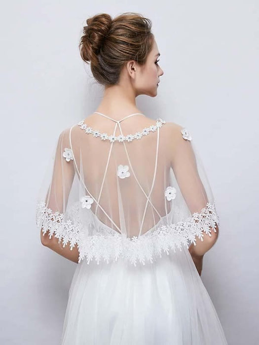 White Petal Princess Appliques Wedding Wraps | Bridelily - wedding wraps