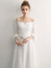 White Prom Dresses Long Off Shoulder Long Sleeve Maxi Formal Evening Gowns