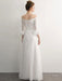 White Prom Dresses Long Off Shoulder Long Sleeve Maxi Formal Evening Gowns