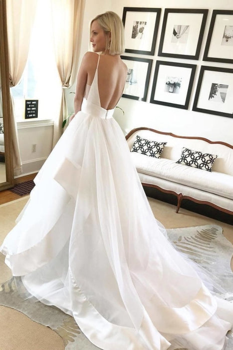 White Sapghetti Straps Beach Dress Sexy Simple Boho Wedding Dresss - Wedding Dresses