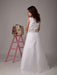 White Satin Organza Flower Girl Dresses Sleeveless Sash Lace Beaded Kids Party Dresses - Flower Girl Dress