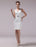 White Sheath Rhinestone Knee-Length Lace Wedding Reception Dress with V-Neck misshow