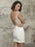 White Short Wedding Dress Illusion Neckline Jewel Neck Sleeveless Sheath Natural Waist Bodycon Short Bridal Dresses