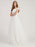 White Simple Wedding Dress A-Line Bateau Neck Off-Shoulder Sleeveless Natural Waistline Pleated Tulle Bridal Dresses