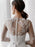 White Simple Wedding Dress A-Line Illusion Neckline Long Sleeves Pearls TrainSatin Fabric Lace Bridal Gowns