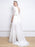 White Simple Wedding Dress A-Line V-Neck Half Sleeves Backless Tulle Satin Fabric Long Bridal Gowns