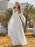 White Simple Wedding Dress A-Line V-Neck Long Sleeves Natural Waist Chiffon Long Bridal Dresses