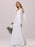 White Simple Wedding Dress A-Line V-Neck Long Sleeves Natural Waist Chiffon Long Bridal Dresses