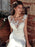 White Simple Wedding Dress White Chiffon Illusion Neckline Sleeveless Court Train Applique Sheath Bridal Gowns