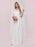 White Simple Wedding Dress Chiffon Jewel Neck Short Sleeves Sash A-Line Long Bridal Gowns