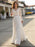 White Simple Wedding Dress Chiffon V-Neck Long Sleeves Cut Out A-Line Split Lace Bridal Gowns
