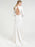 White Simple Wedding Dress Court Train Satin Fabric V-Neck 3/4 Length Sleeves Mermaid Bridal Gowns