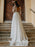 White Simple Wedding Dress Lace Jewel Neck Half Sleeves Backless A-Line Lace Chiffon Long Bridal Gowns
