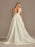 White Simple Wedding Dress Lace V-Neck Sleeveless A-Line Court Train Backless Bridal Gowns