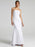 White Simple Wedding Dress Mermaid Brush Train Zipper Strapless Polyester Bridal Gowns