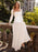 White Simple Wedding Dress Satin Fabric Square Neck Long Sleeves A-Line Floor Length Bridal Gowns