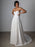 White Simple Wedding Dress Satin Fabric Strapless Sleeveless A-Line Natural Waist Bridal Dresses With Train