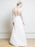 White Simple Wedding Dress Satin Fabric V-Neck Long Sleeves A-Line Tulle Satin Fabric Long Bridal Dresses