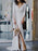 White Simple Wedding Dress Satin Fabric V-Neck Long Sleeves Buttons Mermaid Bridal Gowns