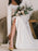 White Simple Wedding Dress Satin Fabric V-Neck Long Sleeves Buttons Mermaid Bridal Gowns